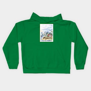 Mountain Landscape Watercolor painting Kids Hoodie